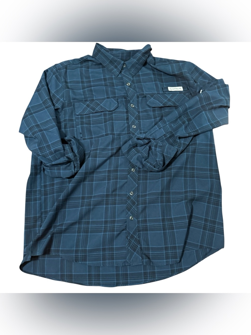 Magellan Outdoors Mens 2XL Blue Plaid Fishing Shirt Moisture Wicking Classic Fit